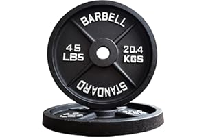 Signature Fitness Olympic 2-Inch Cast Iron Plate Weight Plate for Strength Training and Weightlifting, Multiple Sizes