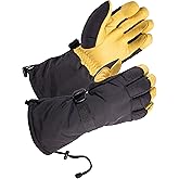 SKYDEER Waterproof and Windproof Genuine Deerskin Leather Ski Gloves with 150G 3M Thinsulate Insulation (SD8648T)