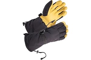 SKYDEER Waterproof and Windproof Genuine Deerskin Leather Ski Gloves with 150G 3M Thinsulate Insulation (SD8648T)