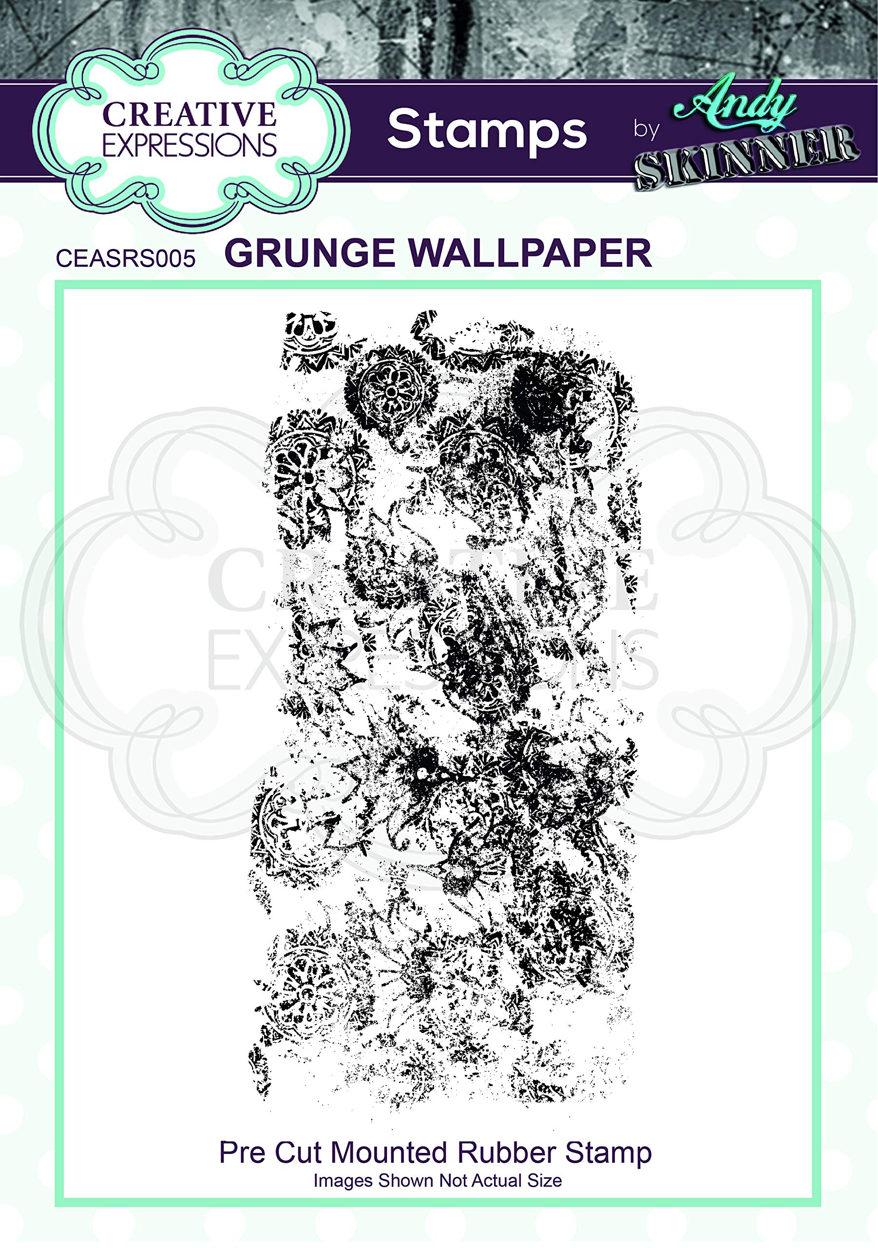 Creative Expressions Pre Cut Rubber Stamp by Andy Skinner Grunge Wallpaper,Grey,6 x 12.8
