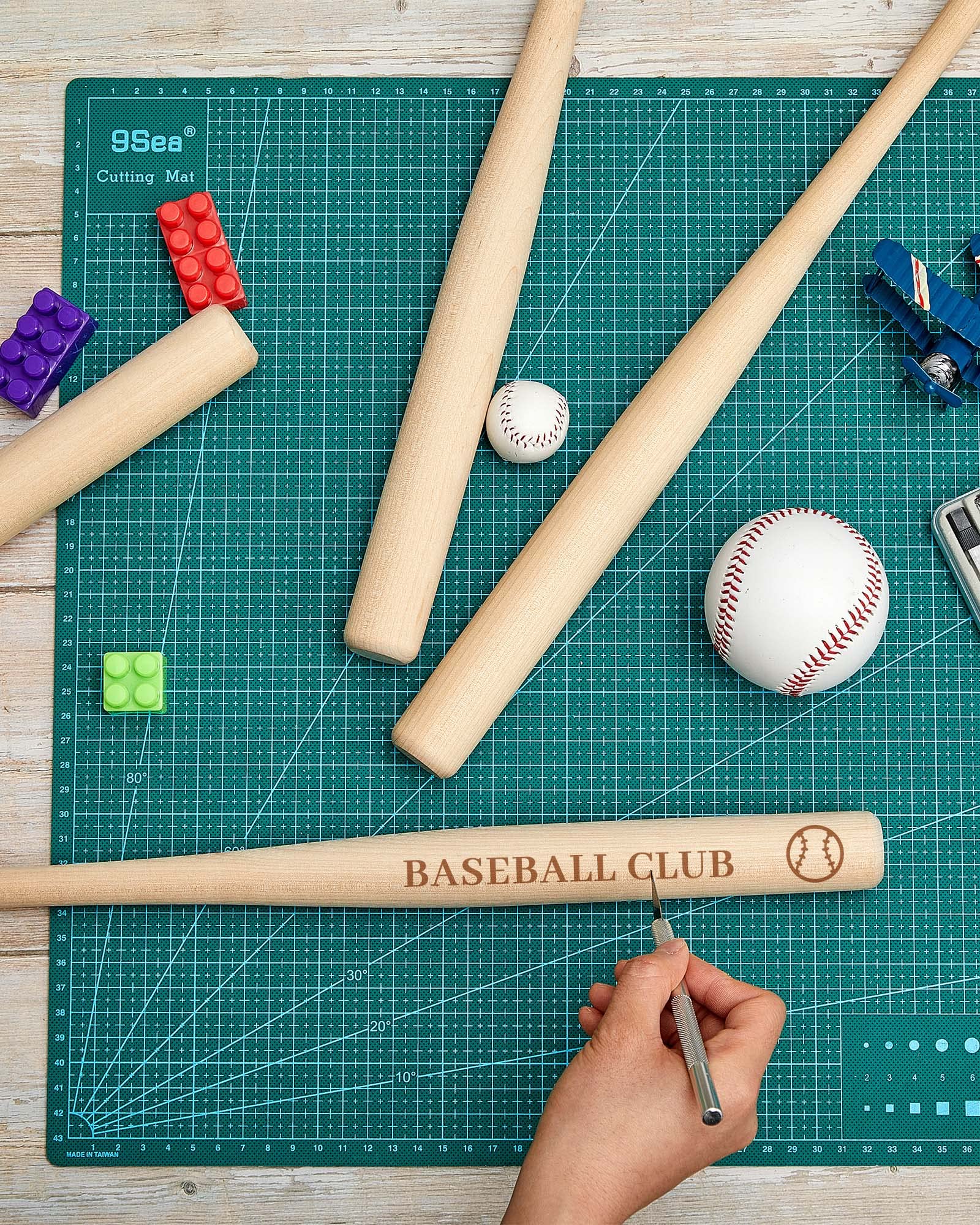 Wettarn 2 Pcs Mini Baseball Bats Miniature 18 Inch Wooden Bats Unfinished for Crafts for Painting DIY Craft Projects Ball Sports Party Decor Favors Gifts
