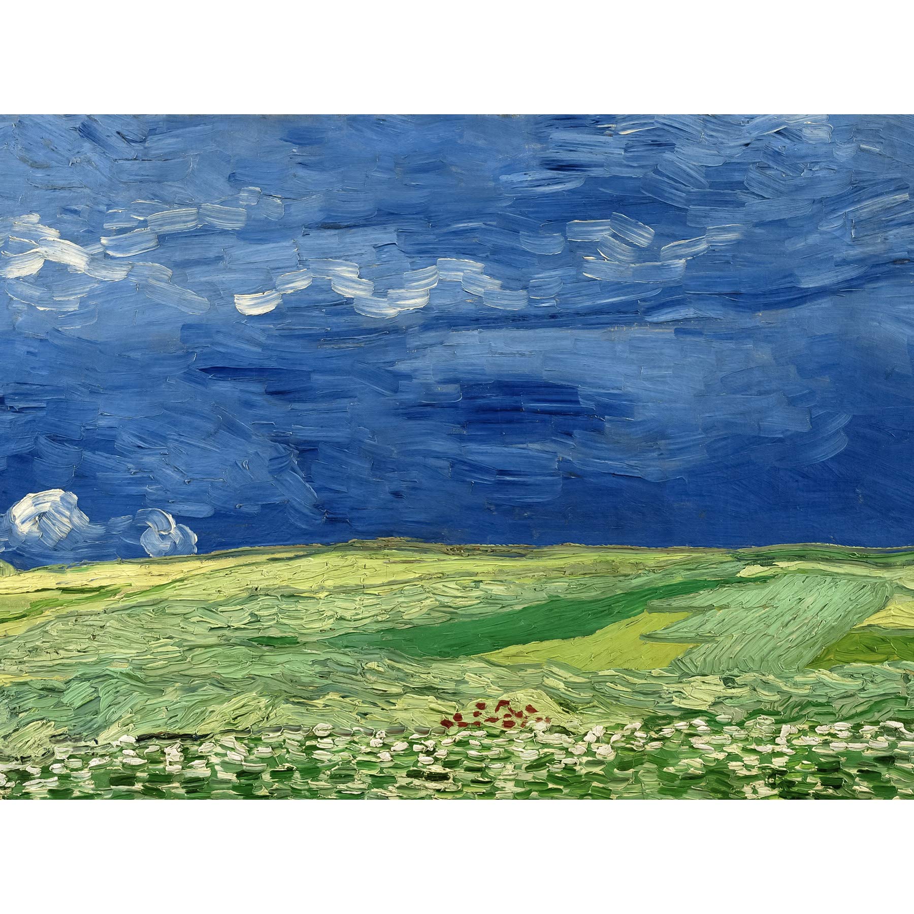 Van Gogh Wheatfield Under Thunderclouds Painting Premium Wall Art Canvas Print 18X24 Inch