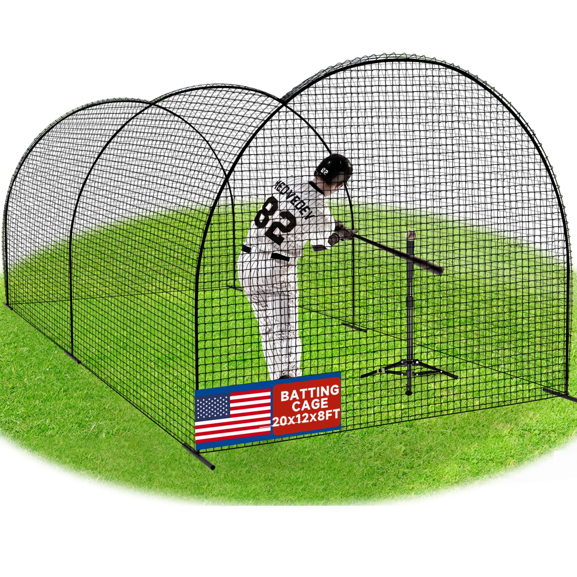 Photo 1 of 2025 Upgraded Baseball Batting Cages with Frame and Net for Backyard 20FTX12FTX8FT, Baseball Training Equipment Netting with PE Net