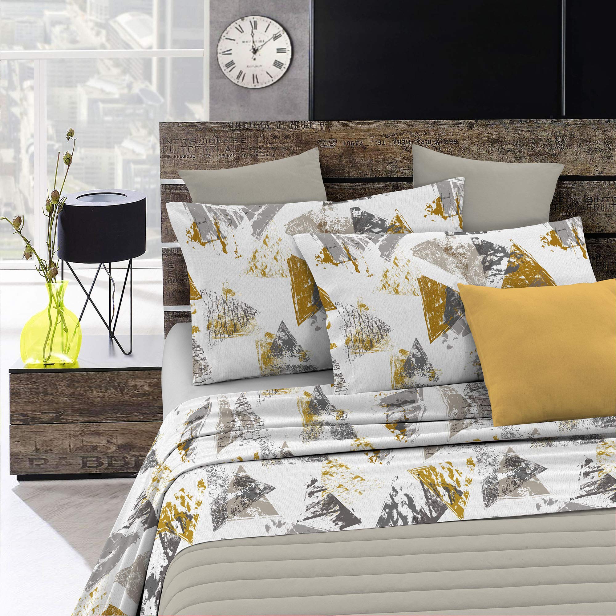 Bed Sheet Set Fashion, Urban giallo, Small Double Size