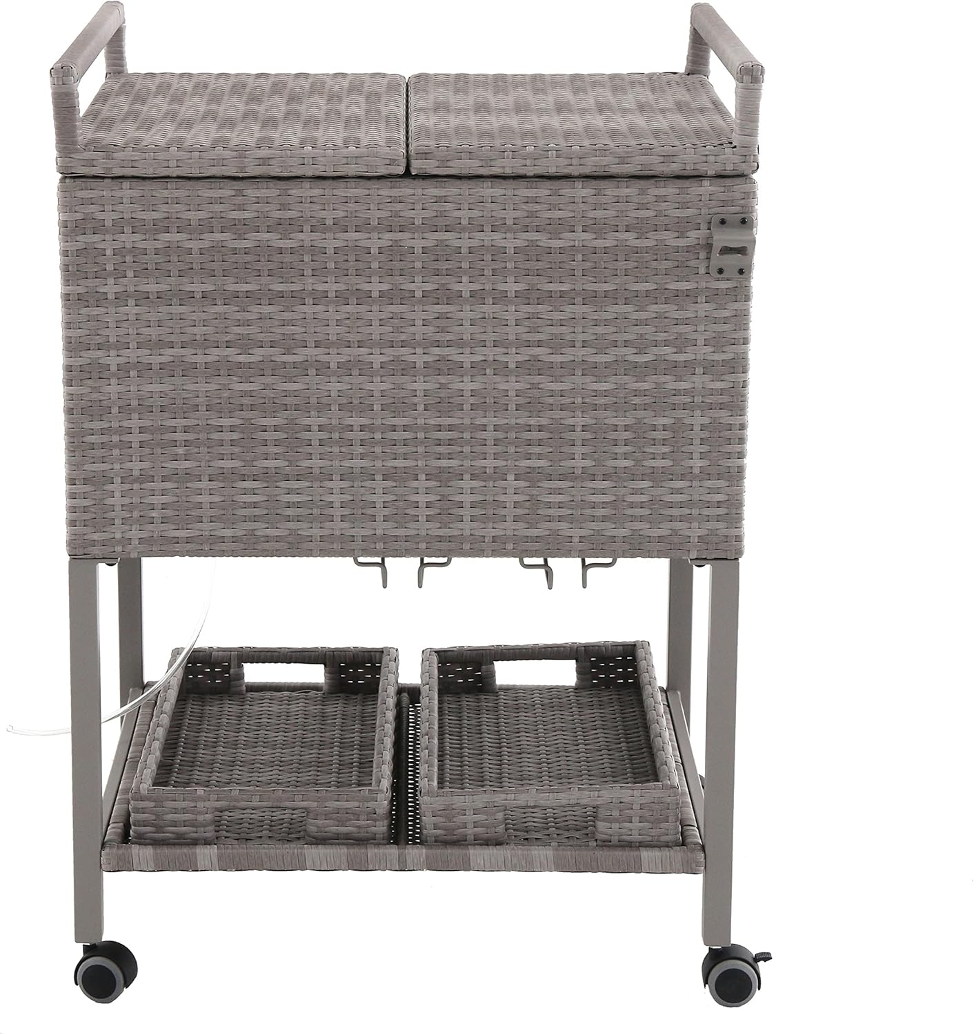 Royal Garden Portable Gray Wicker Patio Cooler Cart Patio Furniture Beverage Cooler Ice Chest With Wheels For Ice And Drinks Talkingbread Co Il