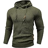 Zaitun Mens Hooded Sweatshirt Long Sleeve Solid Knitted Hoodie Pullover Sweater
