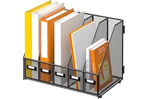 DALTACK Desk Organizers Metal Desk Magazine File Holder with 5 Vertical Compartments Folder Storage for Office Home School Or