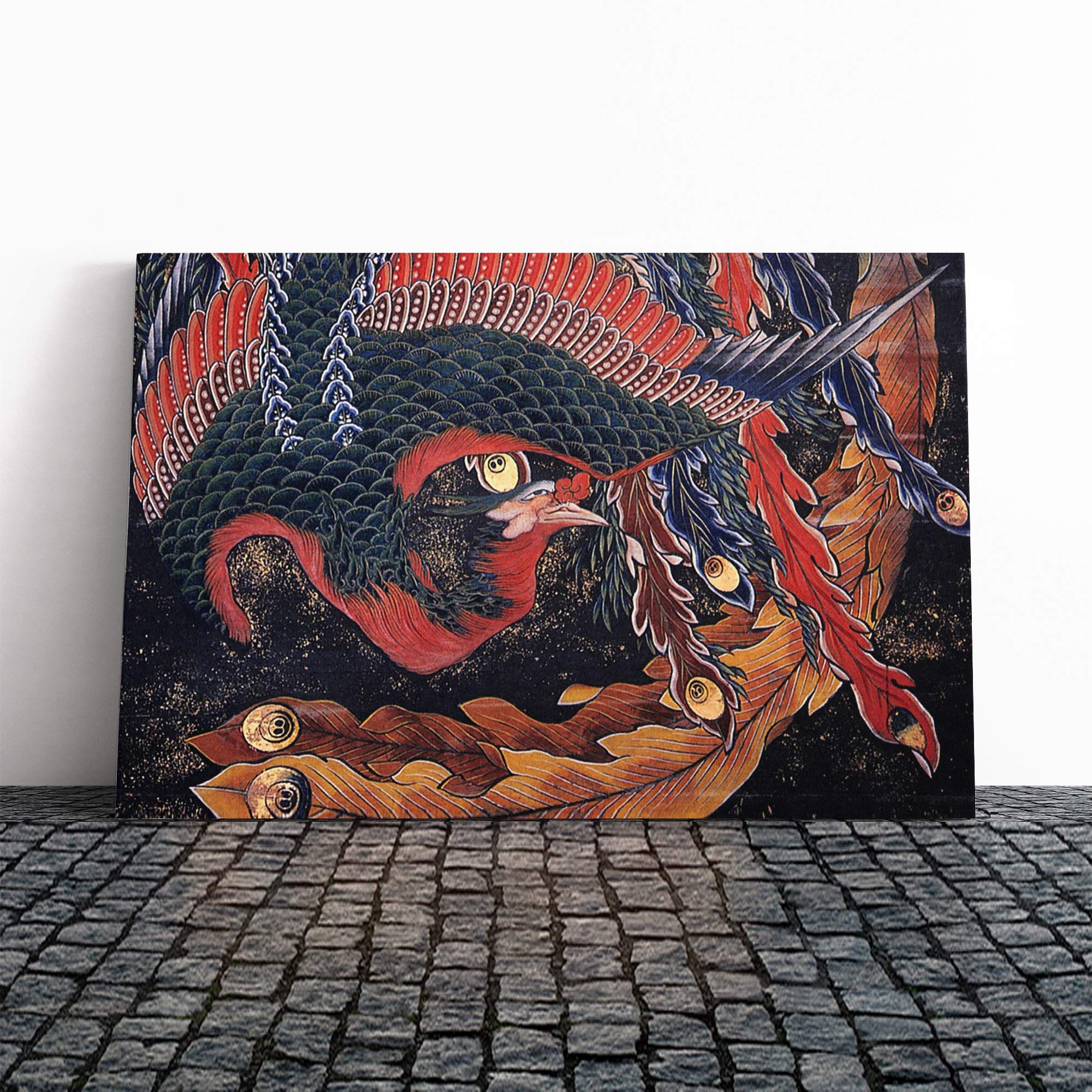 Big Box Art Canvas Print Wall Hokusai Phoenix Katsushika HokusaiJapanese Oriental Art | Mounted & Stretched Framed Picture | Home Decor for Kitchen, Living Room, Bedroom, Multi-Colour, 20x14 Inch