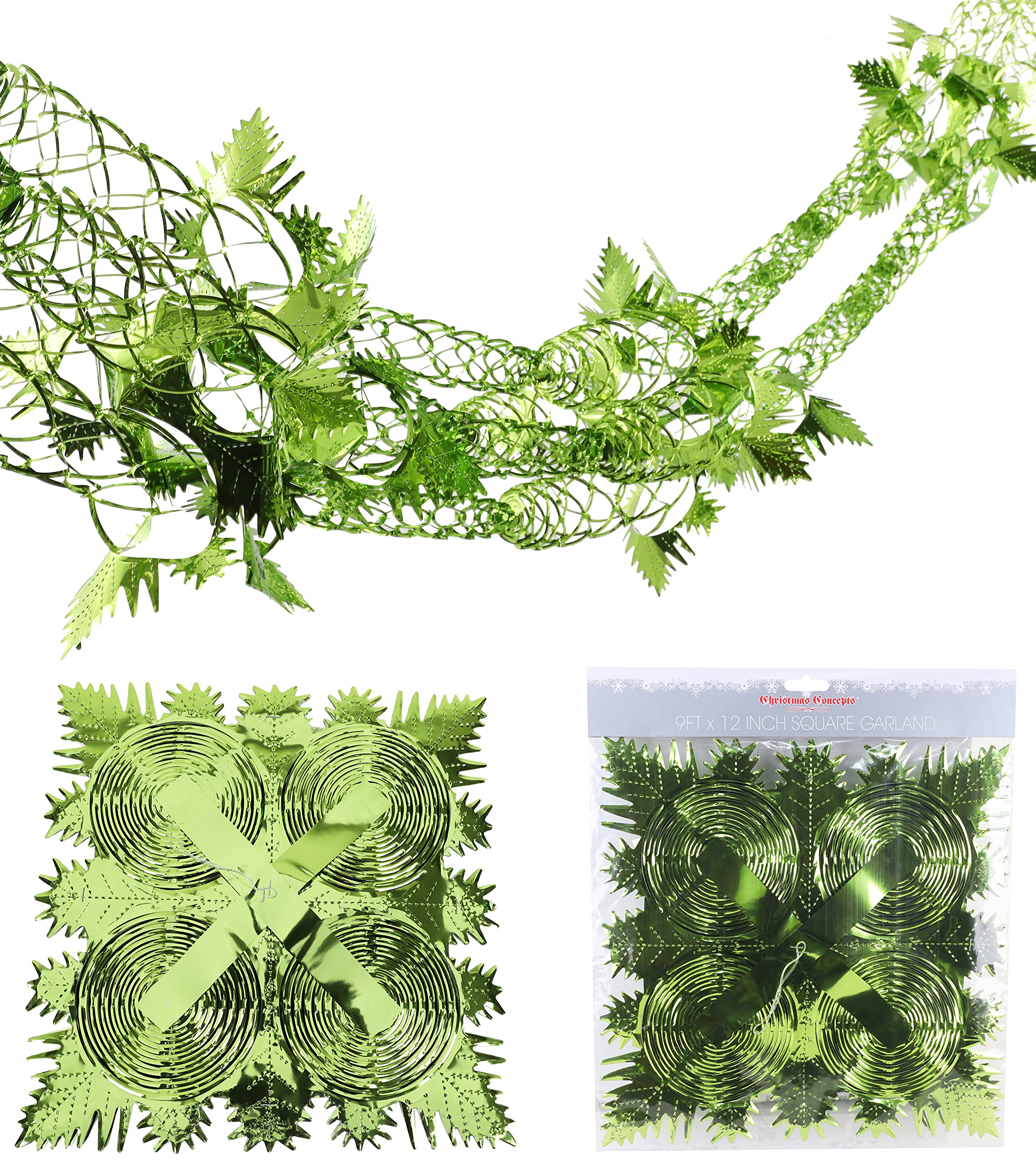 Christmas Concepts® 9ft x 1ft Large Square Foil Garland Festive Hanging Decoration – Christmas Trimming (Mint Green) — image 1