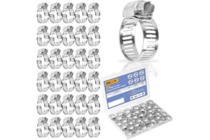 SMLCON 35 Pack Hose Clamp Stainless Steel - Adjustable 1/2" ~ 3/4" (13-19mm) Size Metal Fuel Line Clamp for Plumbing,Automotive And Mechanical Applications