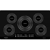 FRIGIDAIRE FGIC3666TB Gallery 36" Electric Induction Cooktop, Built-in 5-Burner, Vitroceramic Glass, Black