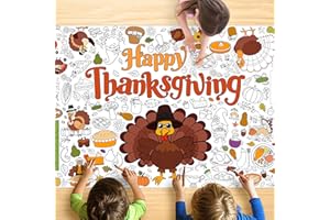 JOYGATHER Thanksgiving Coloring Tablecloth for Kids, Giant 30x72 Inch Poster with Turkeys, Pumpkins, Harvest Symbols, Perfect for Party Games, Classroom Activities, Arts Crafts, Indoor Holiday Decor