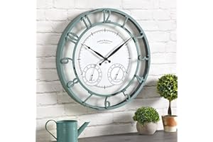 FirsTime & Co. Laguna Outdoor Wall Clock, 18", Aged Teal