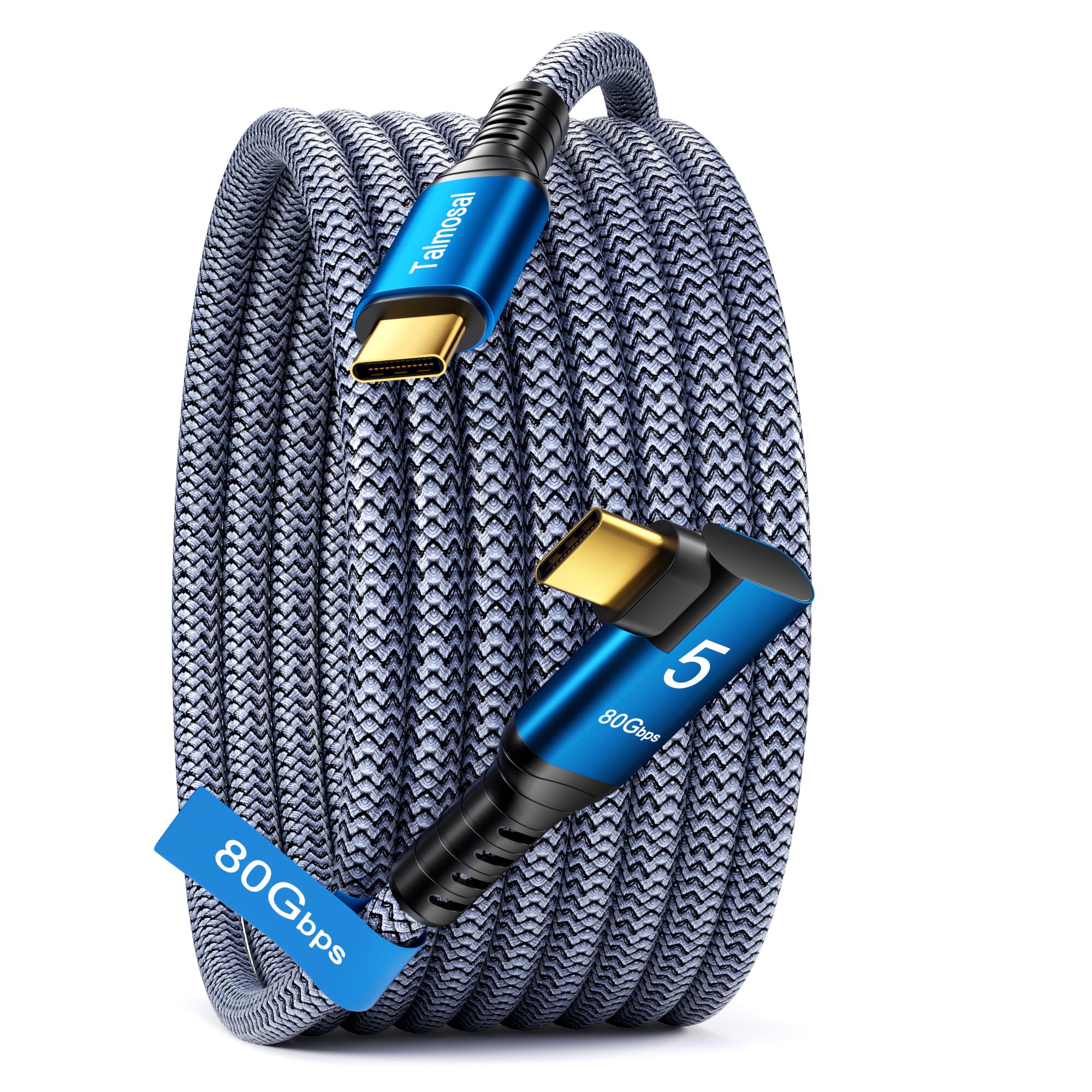 Photo 1 of 240W for Thunderbolt 5 Cable Right Angle 5 ft, 120Gbps Bandwidth, 80Gbps, Dual 8K, 4K 540Hz, Triple 4K 144Hz for iPhone 17, Thunderbolt 4, USB4, SSD, MacBook M4 Pro, Dock, eGPU, Mac mini M4 / M4 Pro