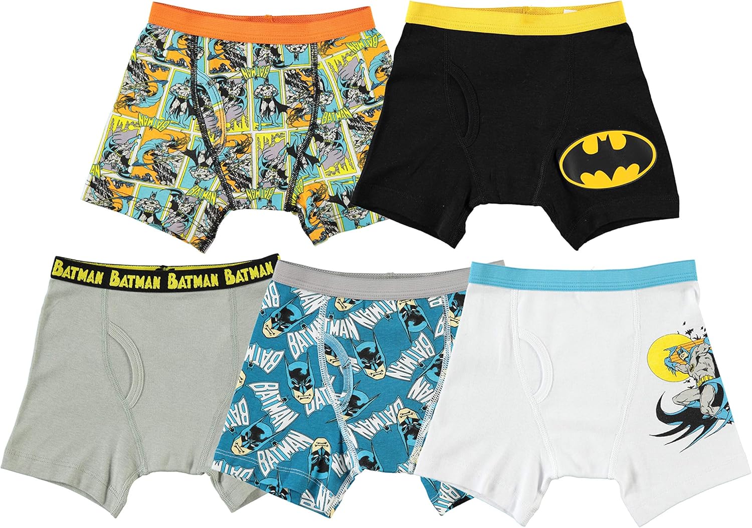 DC Comics Boys' Batman Classic 5pk Boxer Briefs: Clothing