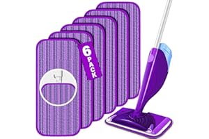 6 Pack Reusable Mop Pads for Swiffer WetJet, Wet Pads Refills Microfiber Mop Refill Machine Washable Wet Dry Floor Cleaning f