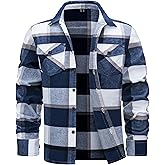 Cotrasen Mens Flannel Shirts Long Sleeve Flannel Shirt for Men Cotton Casual Button Up Plaid Shirt with 2 Pockets