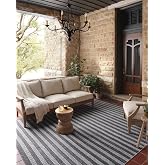 Loloi Magnolia Home Charlie Charcoal/Grey 5'-0" x 7'-6" Area Rug | Magnolia Home by Joanna Gaines CHE-01 Indoor/Outdoor Approx. 5x8 Black Living room Dining room Bedroom, Timeless, Area Rug