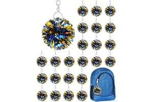 Remuuly Cheer Pom Pom Keychain Cheerleader Gifts Cheerleading Keyring Charm Foil with Keychain Hooks for Women Accessories