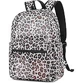 Xunteny Leopard Mesh Backpack for Girls Women, Semi-Transparent Kids School Backpack College Bookbag for Beach Gym Travel