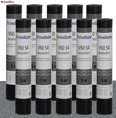 Schweißbahn V60 S4 beschiefert 10 x 5 m² GRAU Bitumenbahn Dachbahn Dachpappe