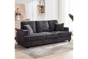 KORSER Couches for Living Room, 89 inch Cloud Couch Sofa in Chenile with Extra Comfy Soft Deep Seats, Modern 3 Seater Sofas for Living Room Bedroom Office Apartment, Grey