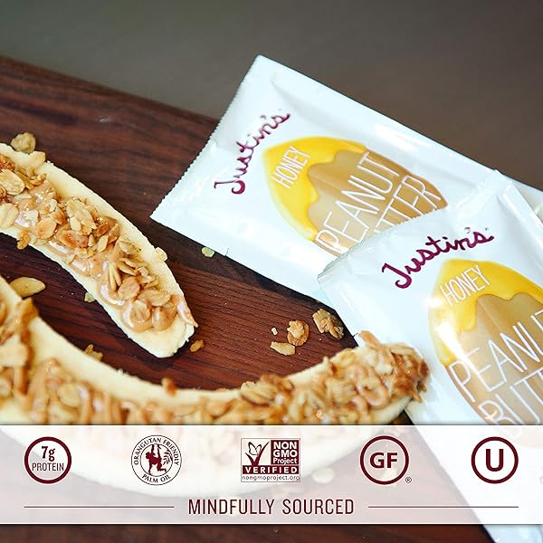HONEY PEANUT BUTTER SQUEEZE PACKS BY JUSTIN’S, GLUTEN-FREE, NON-GMO, RESPONSIBLY SOURCED, PACK OF 10 (1.15OZ EACH)