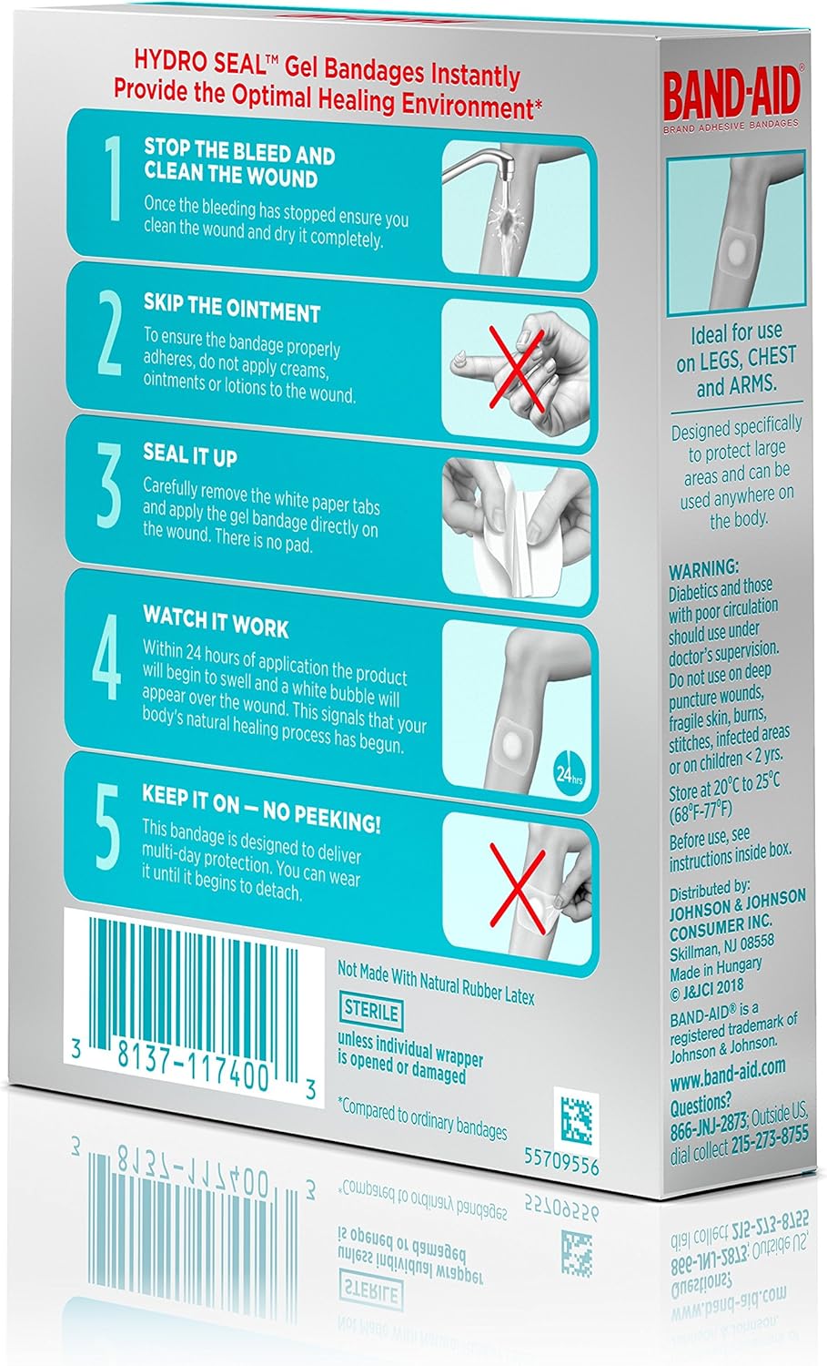 Band-Aid Brand Hydro Seal Extra Large Waterproof Adhesive Bandages for Wound Care and Blisters, 3 ct: Health & Personal Care