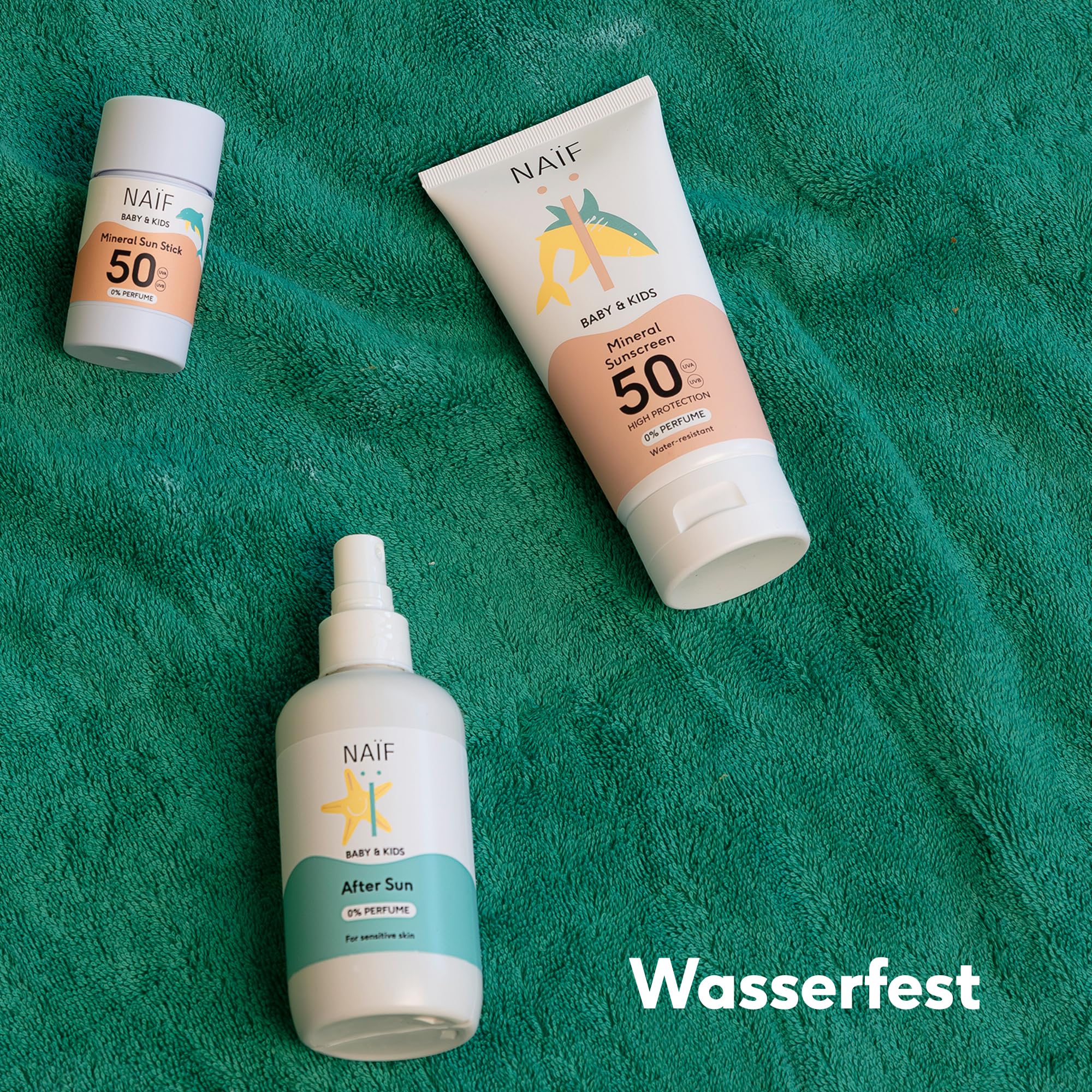 Naïf Sonnencreme für Baby & Kinder, LSF 50- Mineralischer Sonnenschutz mit Zinkoxid- Dermatologisch Getestet- Ohne Mikroplastik- Wasserresistent, 0% Parfüm, für empfindliche Haut- 175ml 4