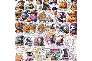 JUNKJWBZ 115 PCS Halloween Stickers - Cute Spooky Ghost Witch Pumpkin Designs for Journaling, Scrapbooking, Planners, Cards - Easy Peel No Residue - Party Favors, Gifts, Crafts Decor for Kids Adults