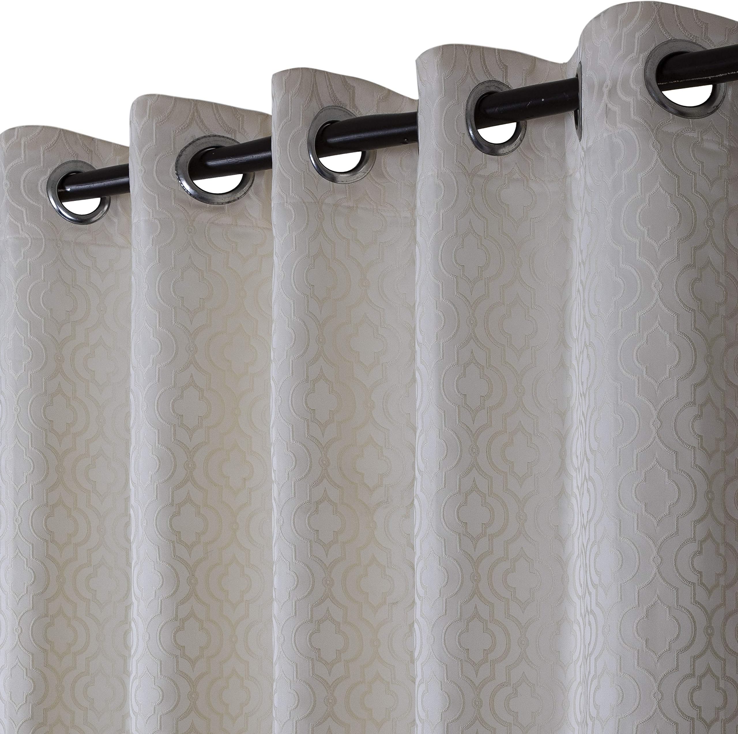 Urban Hues Eyelet Polyester Jacquard Fabric Window/Door Curtains (5FT, Cream)