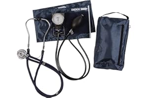 MABIS MatchMates Aneroid Sphygmomanometer and 31" Sprague Rappaport Stethoscope Combination Manual Blood Pressure Kit with Calibrated Nylon Cuff and Oversized Carrying Case, Adult Navy Blue