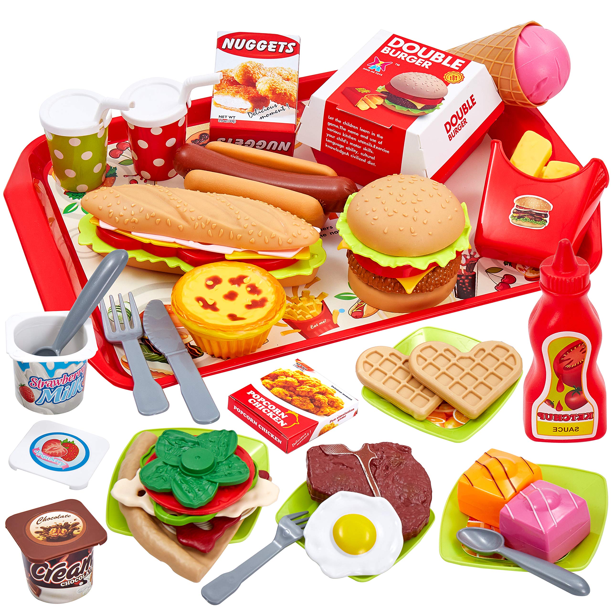 Buyger 63 Pcs Play Toy Food Set For Children Hamburger Role Play Kitchen Toy 3 Year Old Girl Boy Gift Buy Online In Fiji At Fiji Desertcart Com Productid 203675818