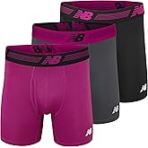 New Balance Men's Performance Boxer Briefs with Fly, Breathable Stretch Underwear, Moisture Wicking, Soft Waistband (3 Pack)