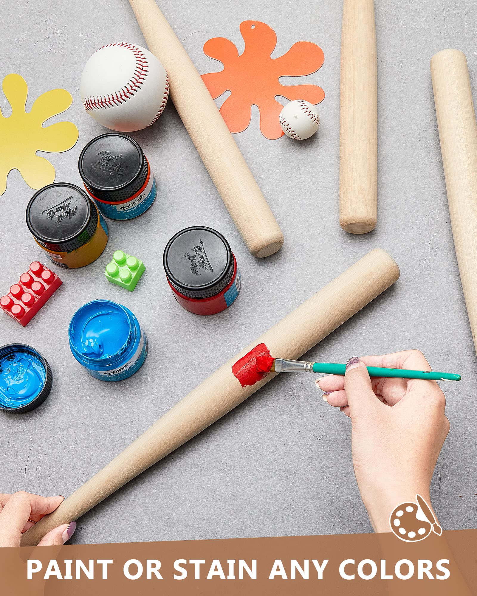 Wettarn 2 Pcs Mini Baseball Bats Miniature 18 Inch Wooden Bats Unfinished for Crafts for Painting DIY Craft Projects Ball Sports Party Decor Favors Gifts