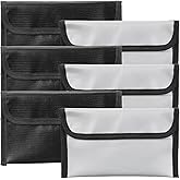 6 Pack Small Fireproof Bag 8 x 5 Inch Fireproof Money Waterproof Pouch Document Bag with Zipper Silicone Coated Money Holder Safe Accessories for Valuables Passport(Black and Silvery)
