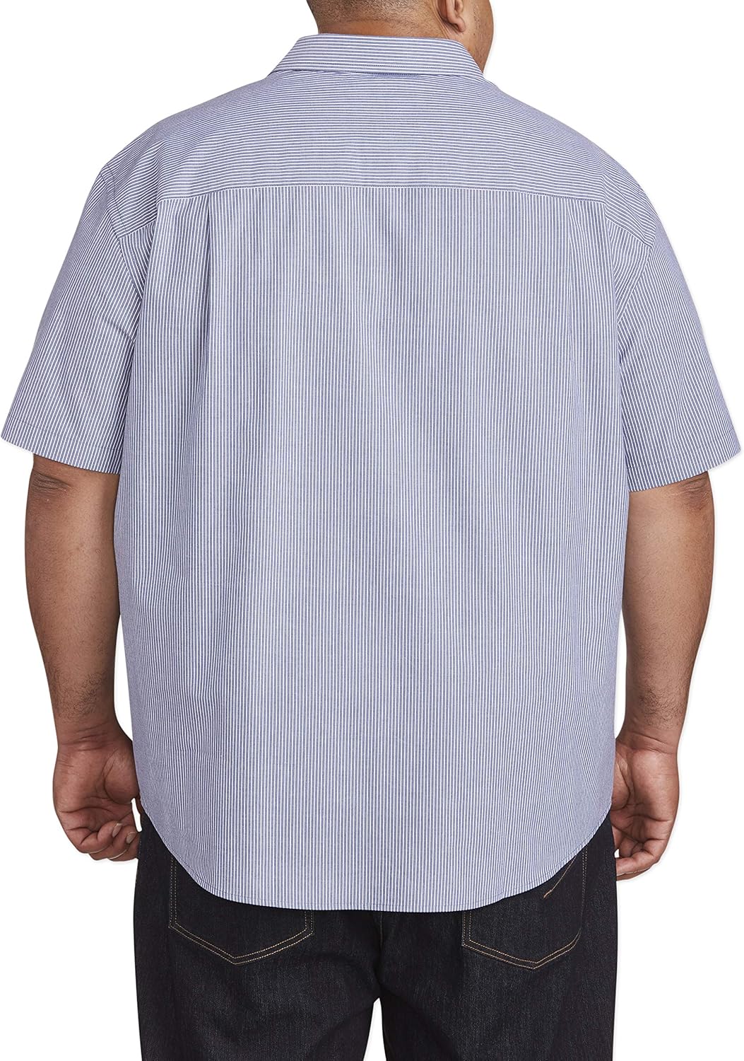  Essentials Men's Big & Tall Short-Sleeve Stripe Shirt fit by DXL: Clothing