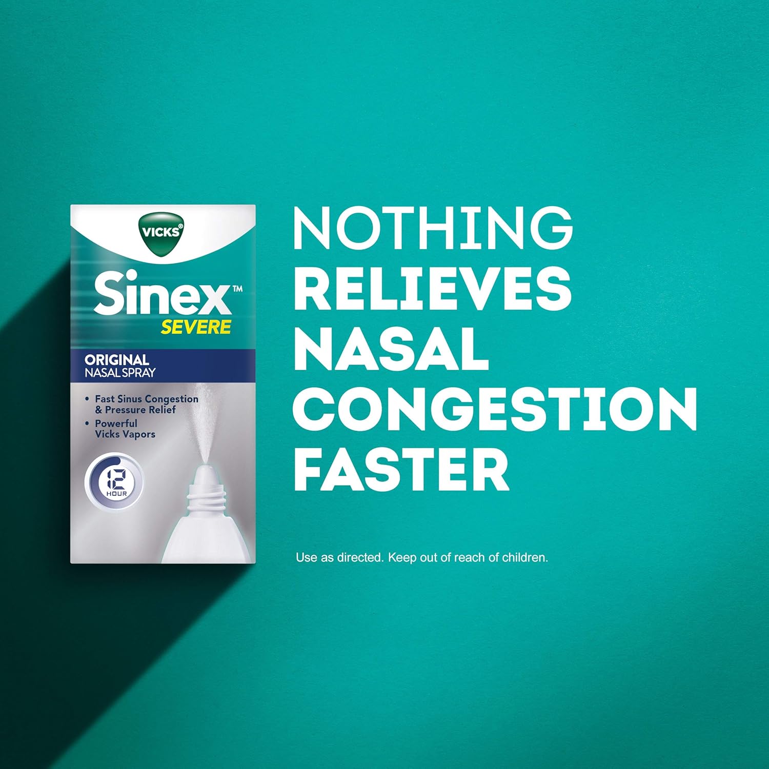 Vicks Sinex Severe Original Sinus Nasal Spray Decongestant, 0.5 fl oz (4 Pack) - Fast Relief of Cold and Allergy Congestion: Health & Personal Care