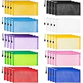 JARLINK 40 Pack 10 Colors Zipper Mesh Pouch, Storage Pencil Pouches, Multipurpose Pencil Pouch Bulk for School and Office Supplies, Cosmetics Travel Accessories, Multicolor