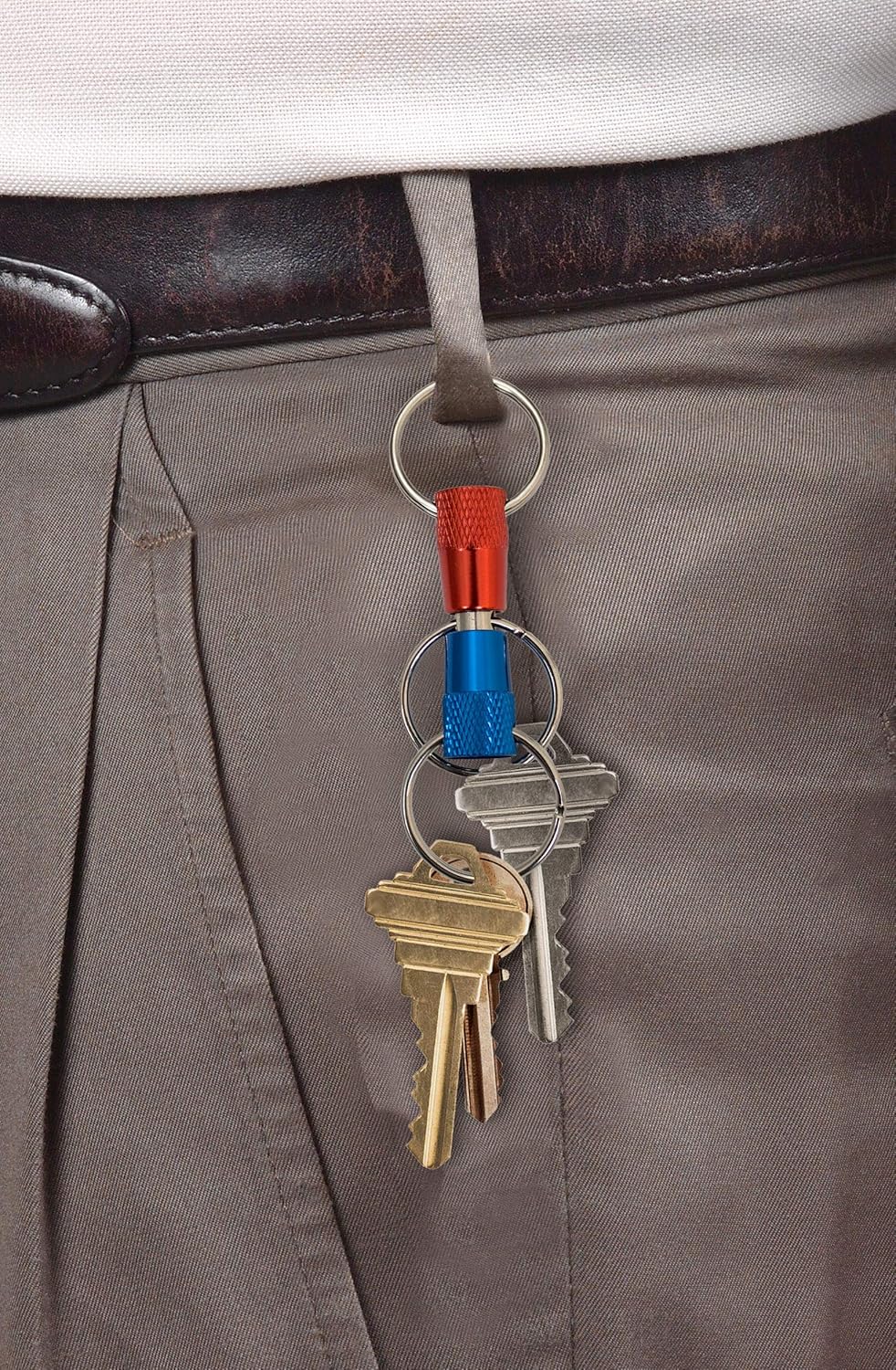 Lucky Line 3-Way Pull Apart Keychain,1 Pack, Red, Blue and Silver (71701): Office Products