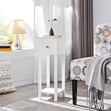 Yaheetech Wooden Slim Bedside Table Narrow Nightstand with Drawer White view 9