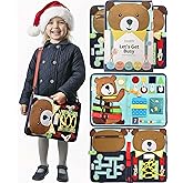 PUTSKA Busy Board Montessori Toys, Busy Book for Toddlers 3+ Years, Sensory Toys, Educational Learning Activities for Learning Fine Motor Skills, Kids Travel Essentials, Gifts for Girls Boys