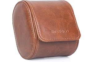 DOOMOOK Single Watch Travel Case, PU Leather Watch Holder with Pillow, Watch Box Single for Men and Women, Watch Protecter, Watch Roll for Storage and Display(Brown)
