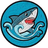 Shark Iron on Patch Embroidered | Decorates Jackets, Backpacks, Jeans, Hats &amp; Vests &ndash; A Gift For Animal Lovers, Teens &amp; Kids