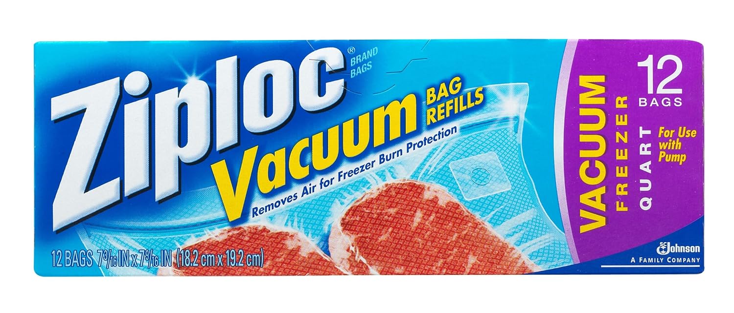 Ziploc Vacuum Bags (Pack of 12), Quart, 12Count Salud
