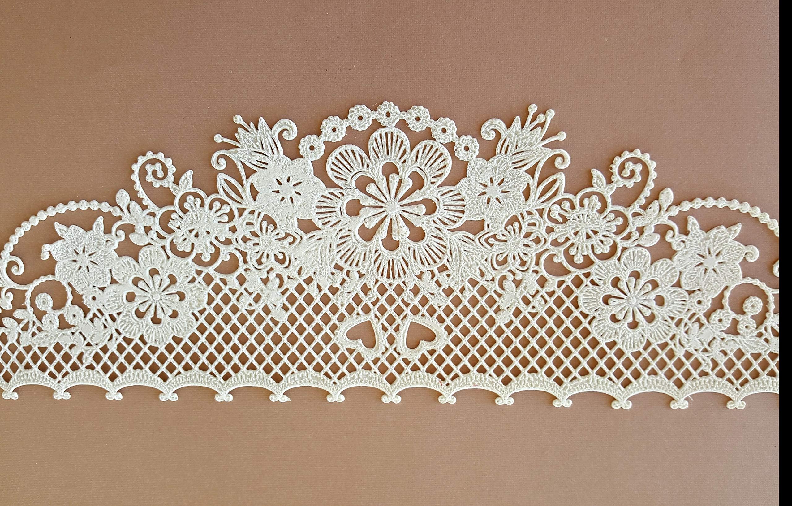 2 PC Extra Large White Vanilla Edible Lace - Grace Land Edible Cake Lace-Ready to Use Edible Lace for Edible Lace DIY Cake Decoration