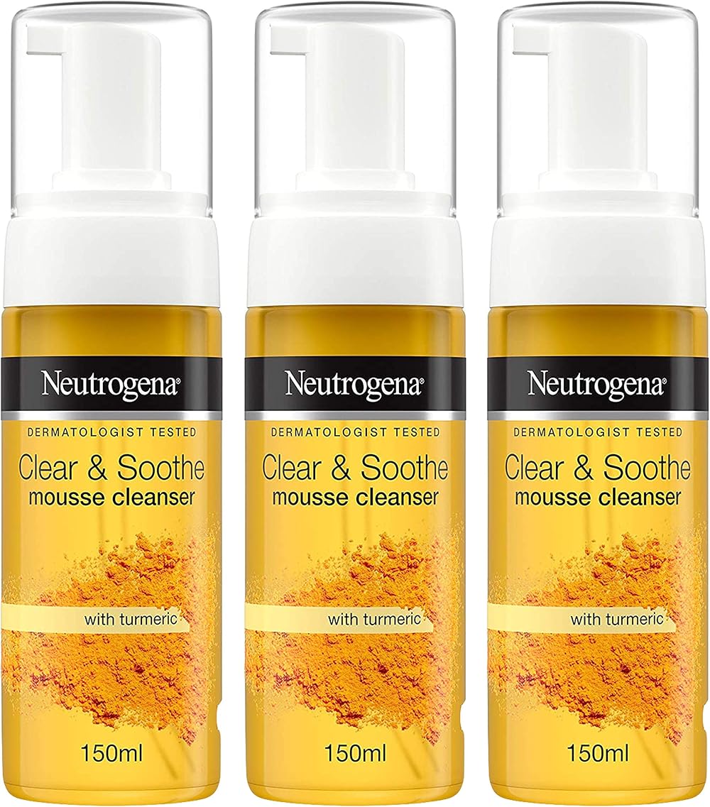 Neutrogena Clear & Soothe Mousse Cleanser Turmeric 141.7g 3 Pack