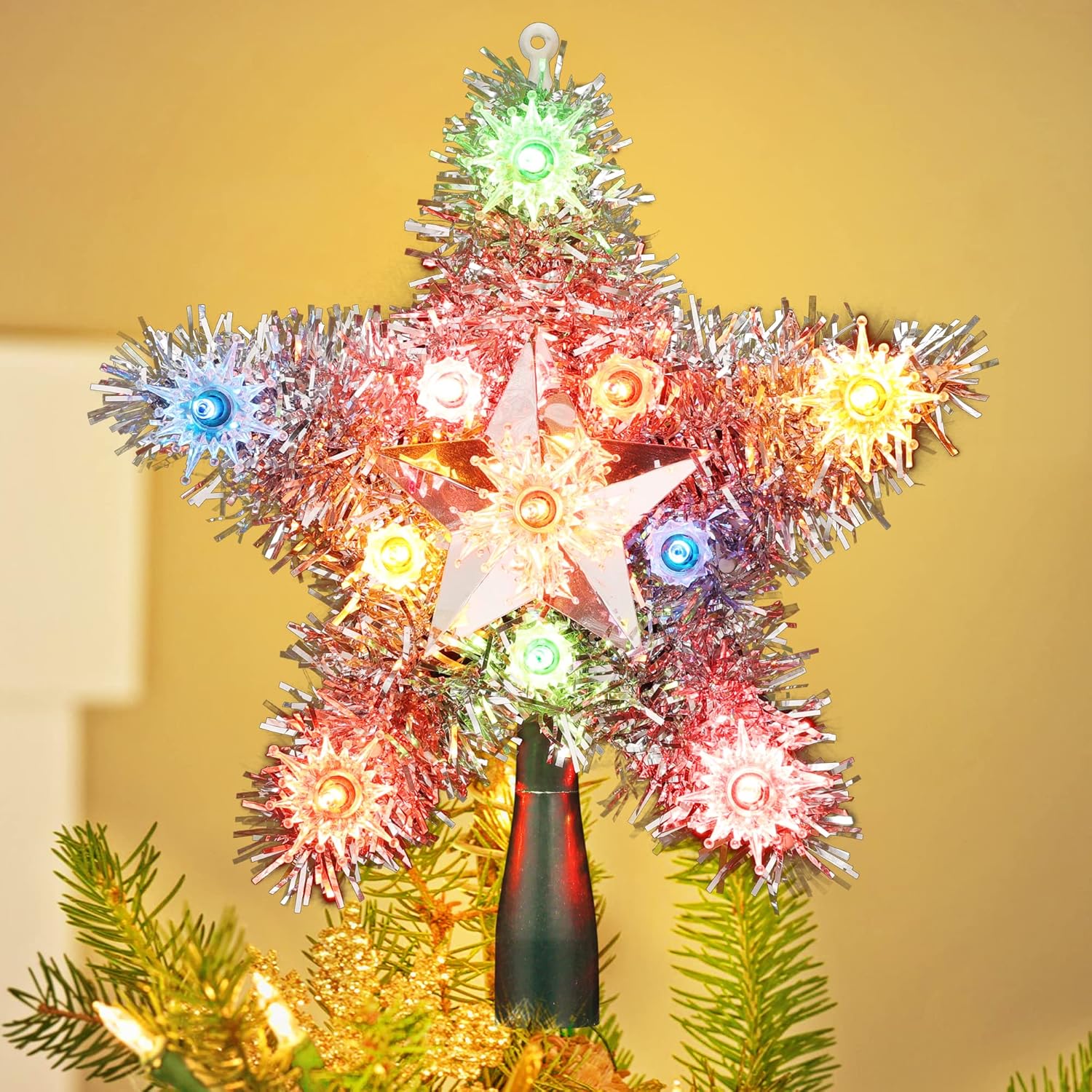 Tree Toppers - BrizLabs Christmas Star Treetop Lights, 8