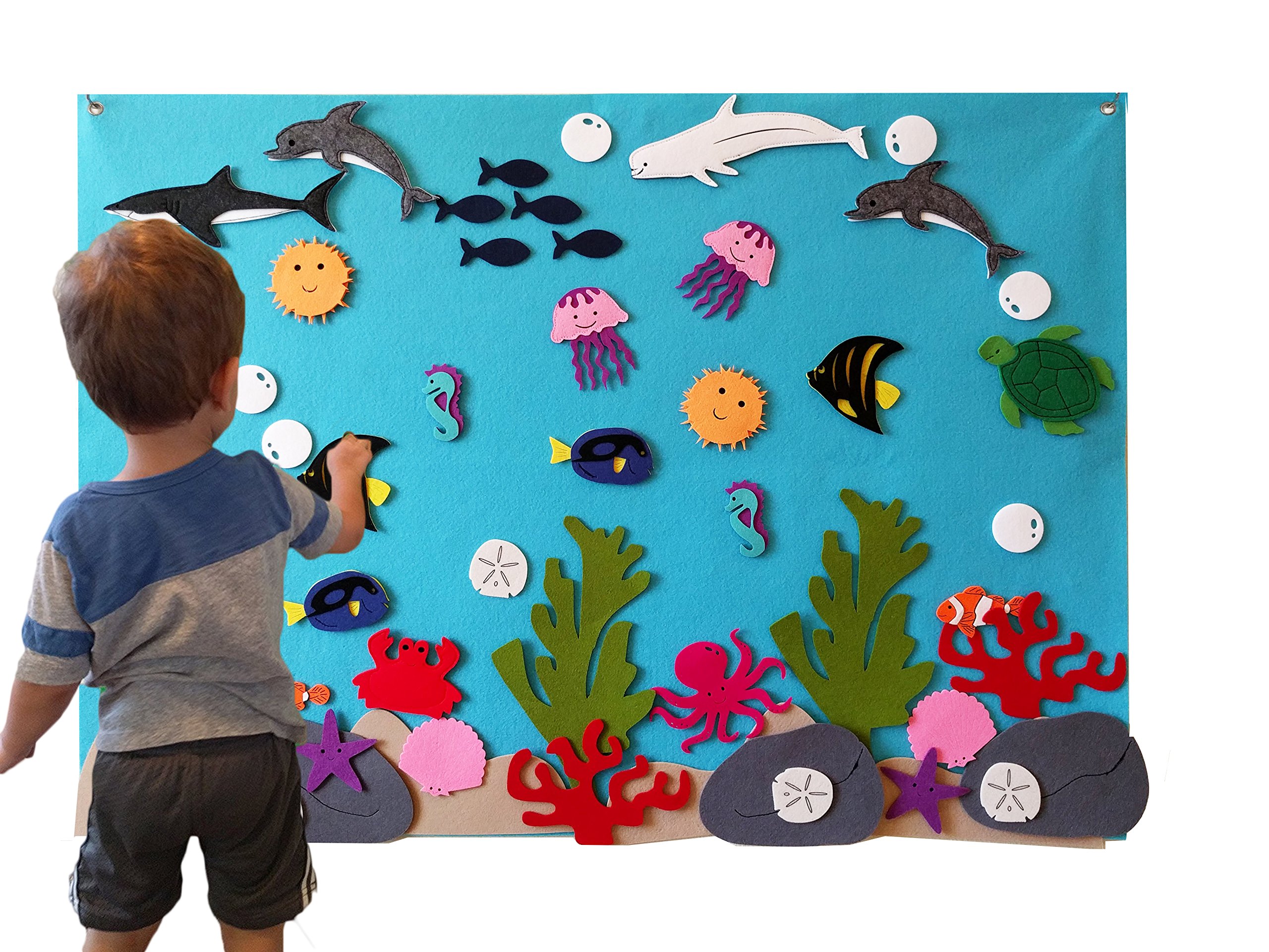 Felt Flannel Board Under The Sea Ocean Aquarium Fish Animals Deluxe Set Giant 3.5 Ft 50+ Pieces