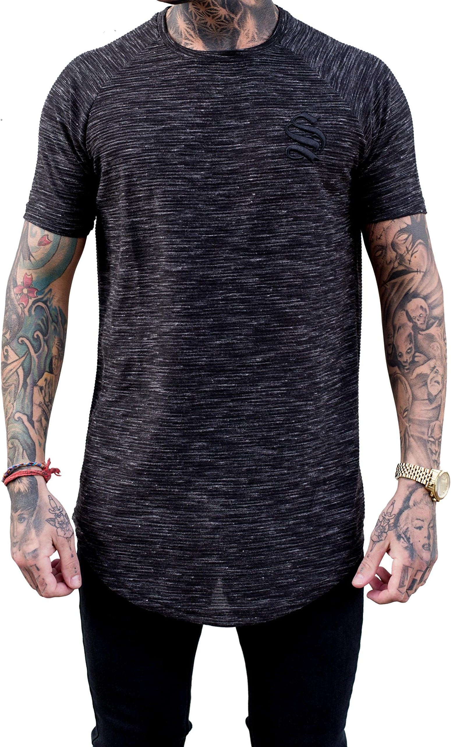 Sinners Attire Fleck Knit Longline T-Shirt Black - Various Sizes
